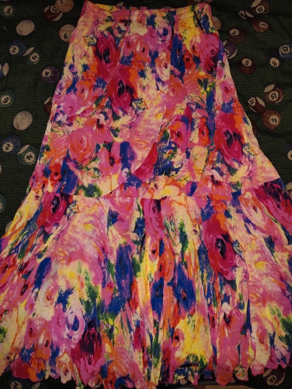 Floral Multi-Color Tiered Maxi Skirt